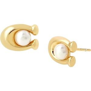 Authentic Coach Pink Pearl Signature Earrings